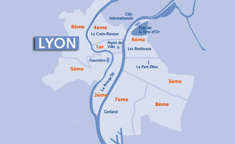 Carte arrondissements Lyon