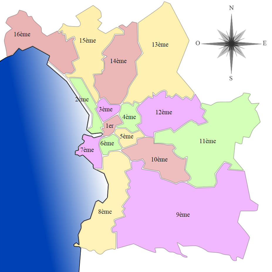 Carte arrondissements Marseille