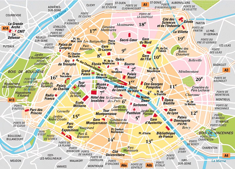 Carte arrondissements Paris